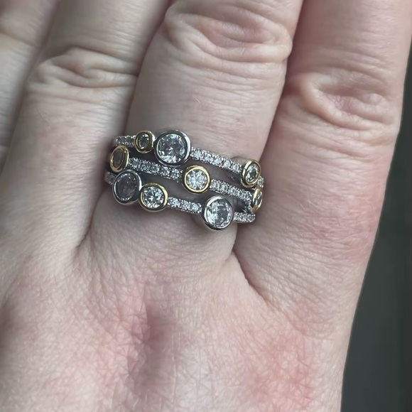 Anthropologie Gold and Silver Color Multi-Stone Ring - Picture 11 of 12